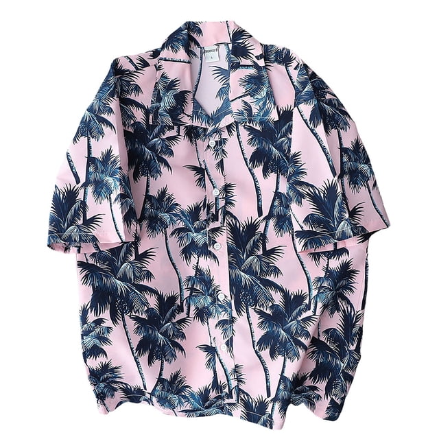 Minnieouse Tops con estampado geométrico de manga corta para hombre, camisas hawaianas holgadas, blusa de moda, ropa de playa para vacaciones de Camisetas Rosa METRO