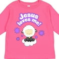 thumbnail image 4 of Inktastic Jesus Loves Me Cute Lamb and Flowers Boys or Girls Long Sleeve Toddler T-Shirt, 4 of 5