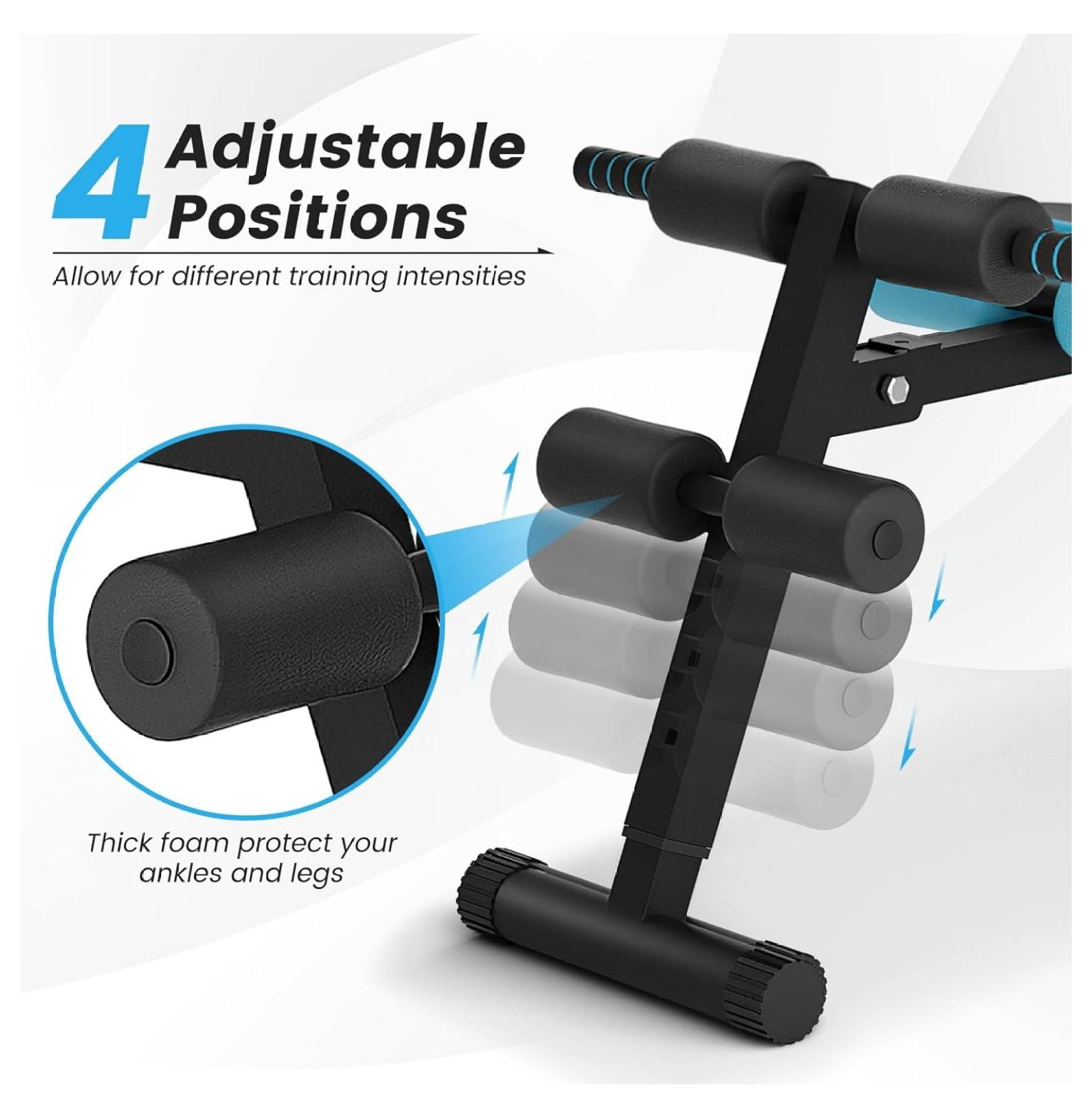 Folding Sit Up Bench Adjustable Decline Ab Workout Board, Incline Strength Training Equipment for Home Gym, 4 Height Levels