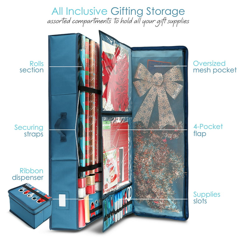 Wrapping Paper Storage Containers Under Bed Christmas Paper Storage  Christmas Decoration Holder Storage With Two Pockets