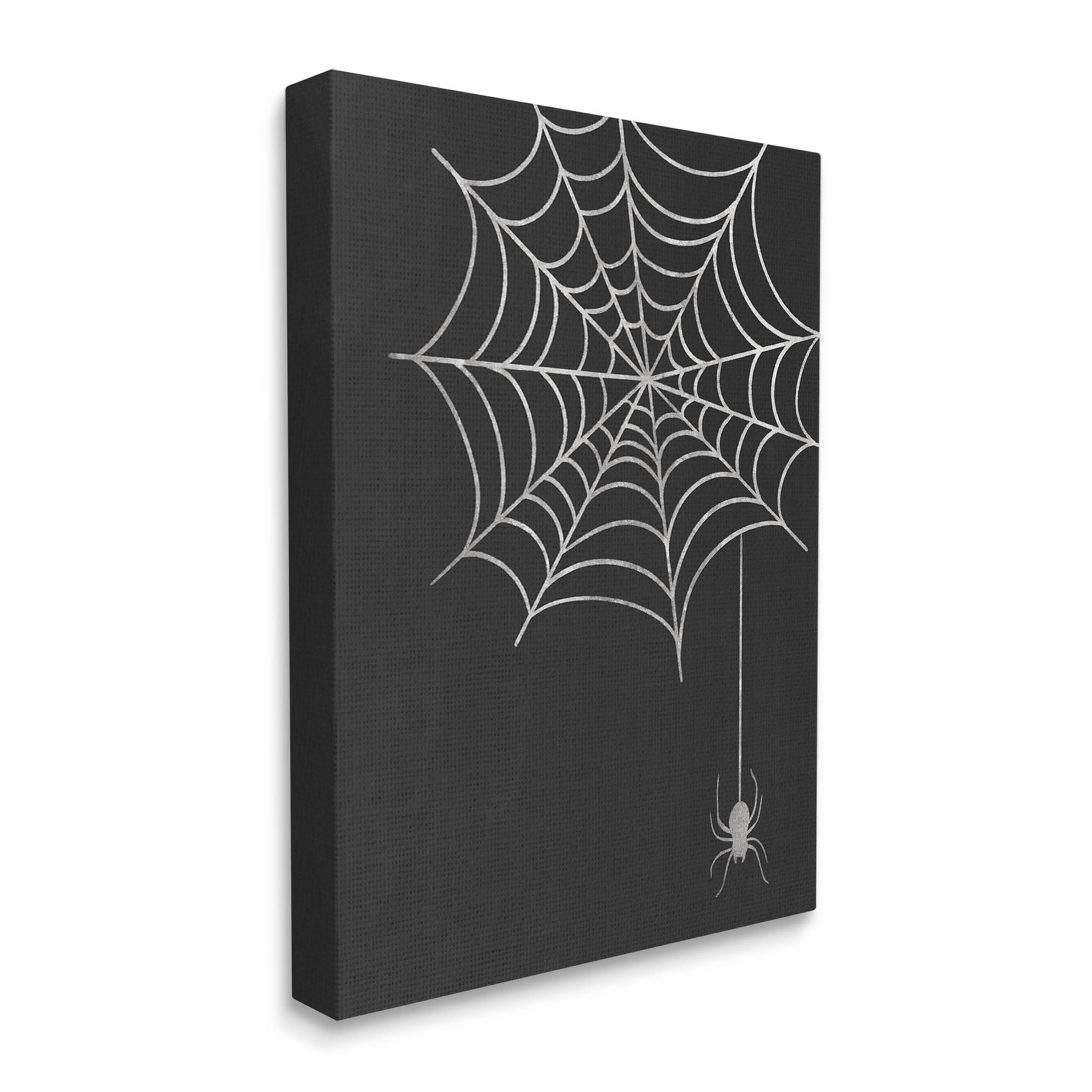 Casual Black Hanging Spider Web Holiday Graphic Art Gallery Wrapped Canvas Print Wall Art