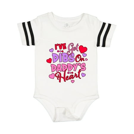 

Inktastic Ive Got Dibs on My Daddys Heart with Hearts and Dots Gift Baby Boy or Baby Girl Bodysuit