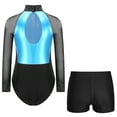 thumbnail image 2 of YONGHS Leotards for Girls Glitter Long Sleeve Gymnastics with Booty Shorts Bottoms Outfits Tracksuit Sky Blue&Black 10, 2 of 7