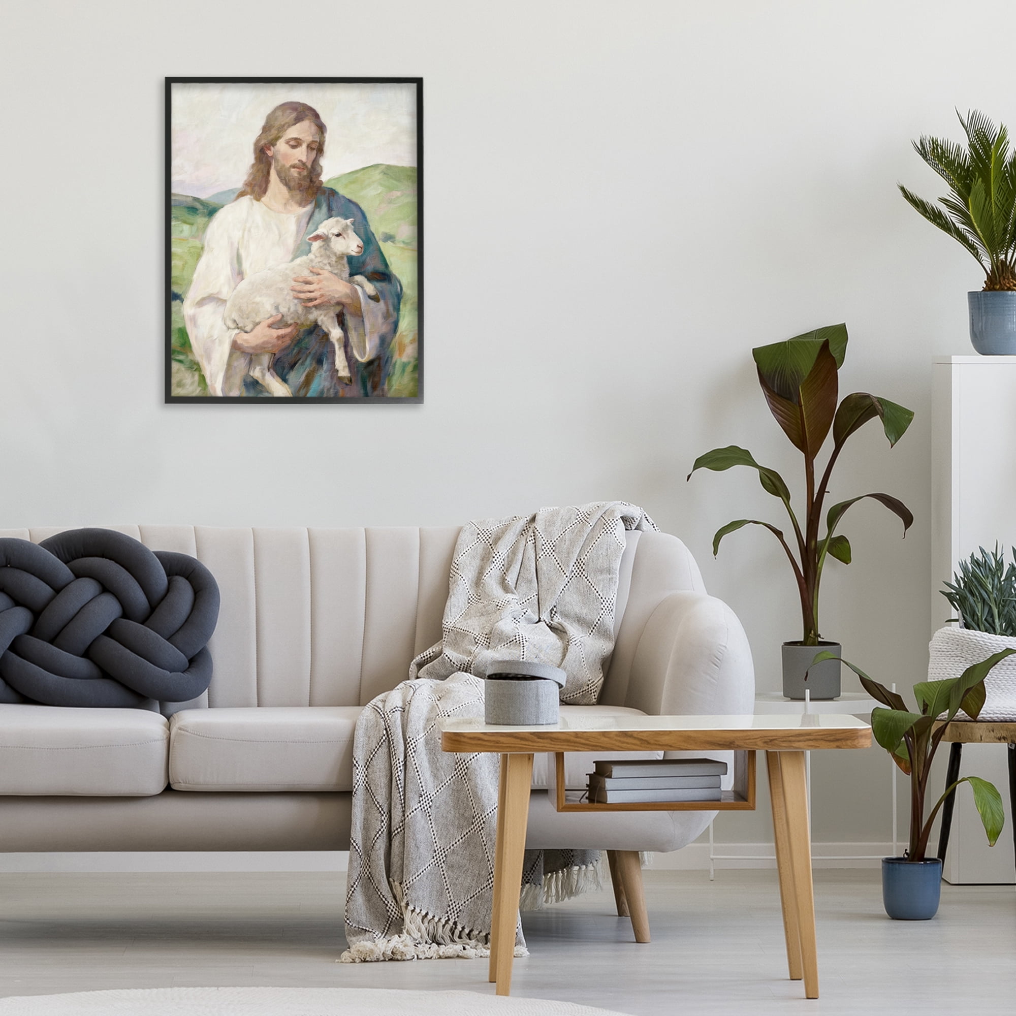 Stupell Industries Little Lamb & Spiritual Figure Black Framed Giclee Art, design by Kim Allen