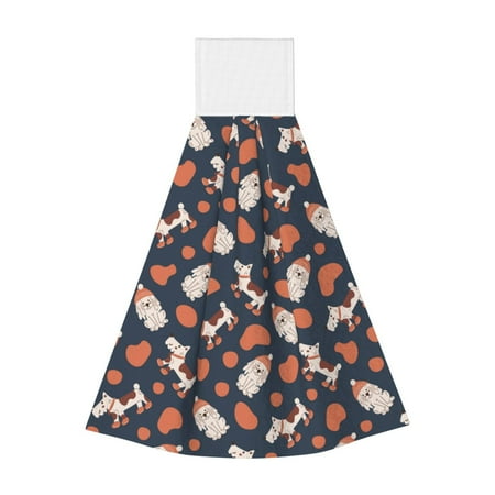 

Kdxio Funny Dogs Hand Towel with Loop Hanging Towel Absorbent Tie Towels for Kitchen Tea Bar Bathroom Decor