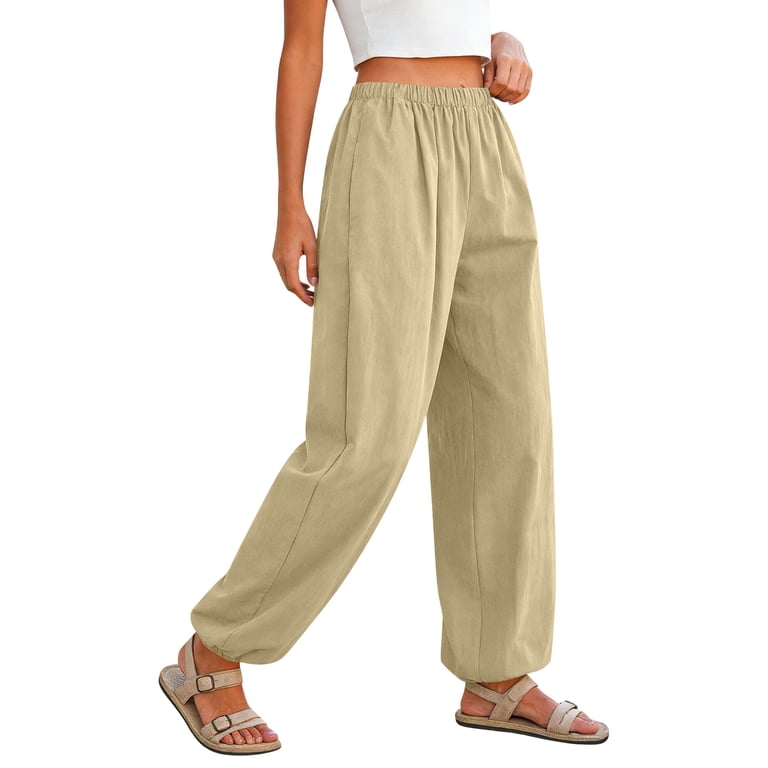 パンツ WIDE BALLOON-PANTS Womens Balloon Pants Trendy Casual Elastic Waist Wide Leg Harem