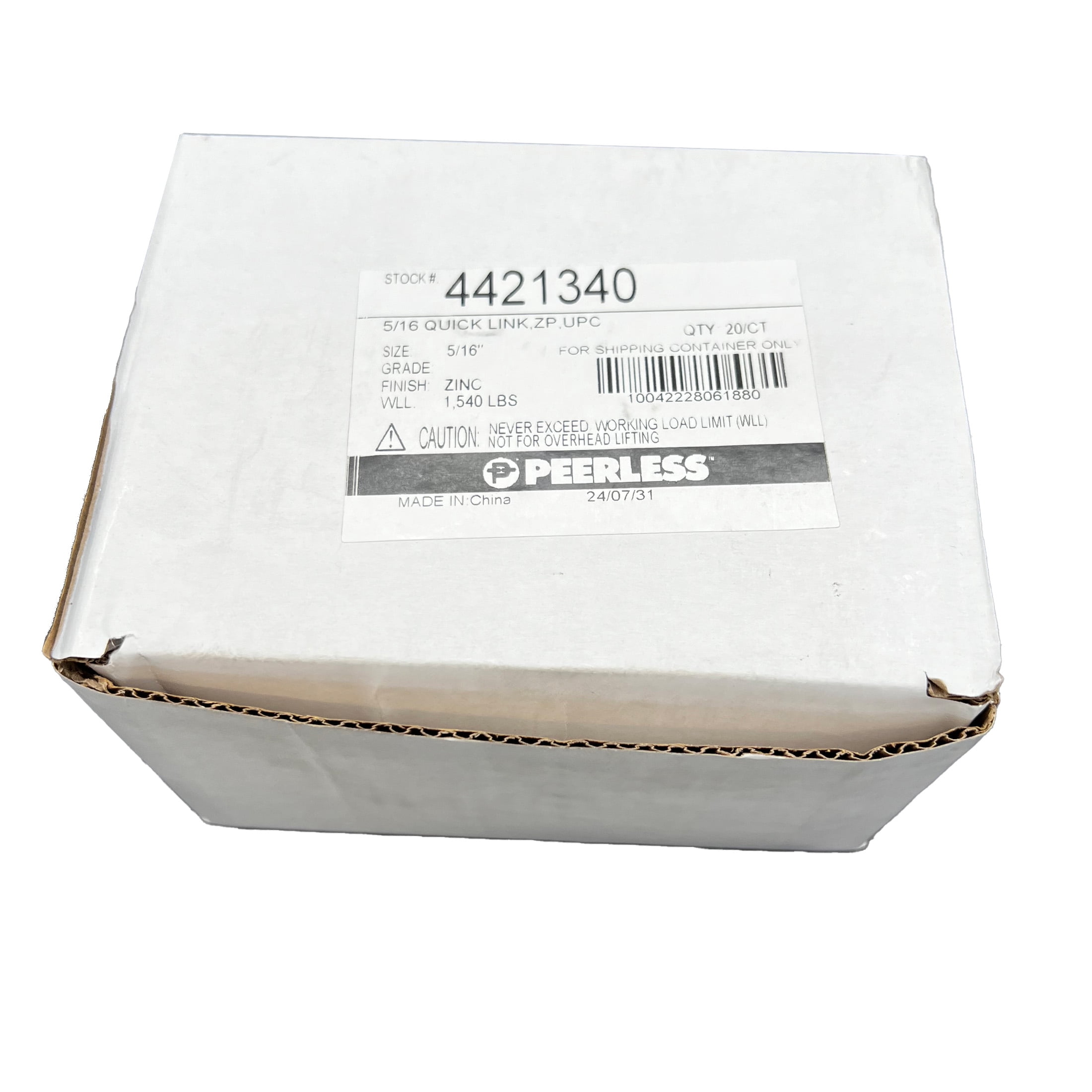 5/16" Quick Link, 20 Piece, Zinc, UPC Tagged, Peerless Chain #4421340
