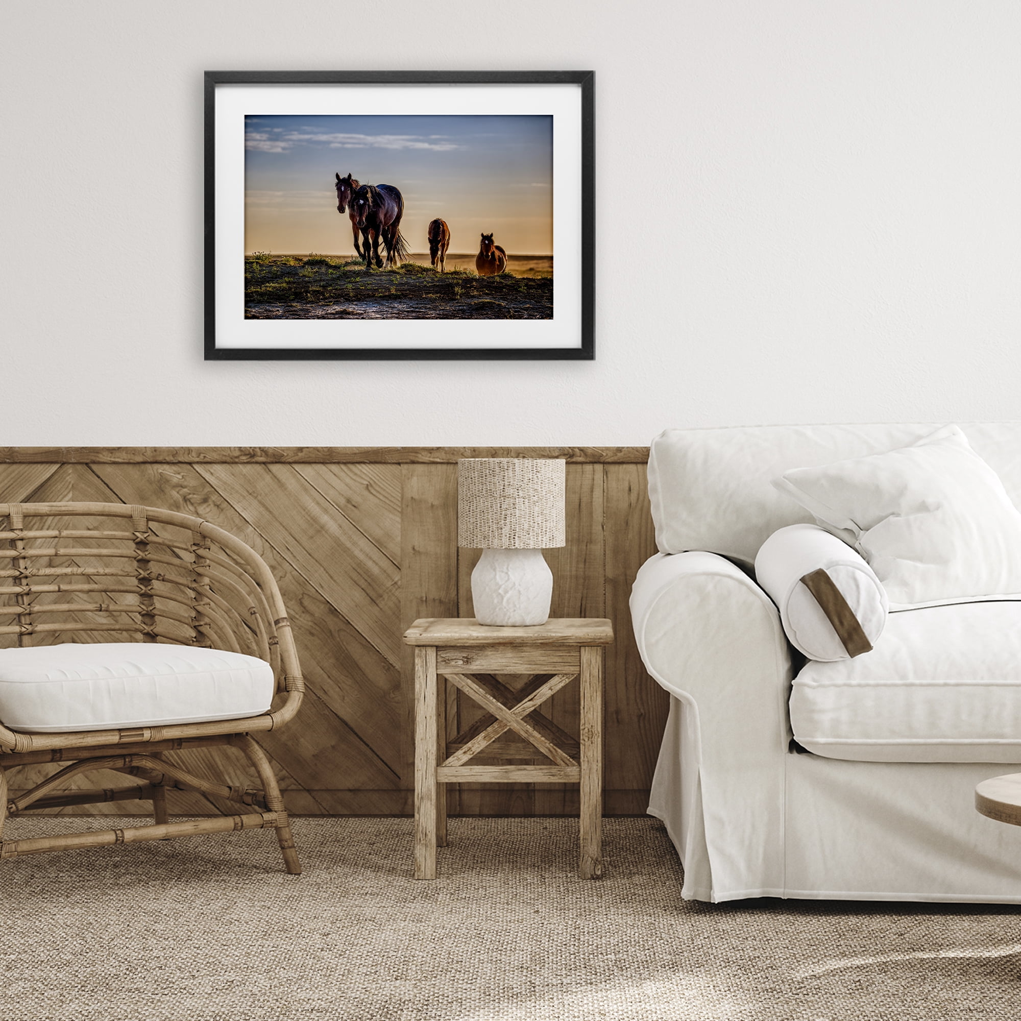 Stupell Industries Horses Coming Home Black Framed Print Under Glass, design by Tim West