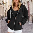 thumbnail image 2 of YWMJI Women Zip Up Hoodies Fleece Sweatshirts Oversized Soft Cozy Warm Long Sleeve Layering Jacket with Pockets Drop Shoulder Casual Coats Casual Track Jackets Fashion Workout Outfits Black Xl, 2 of 4