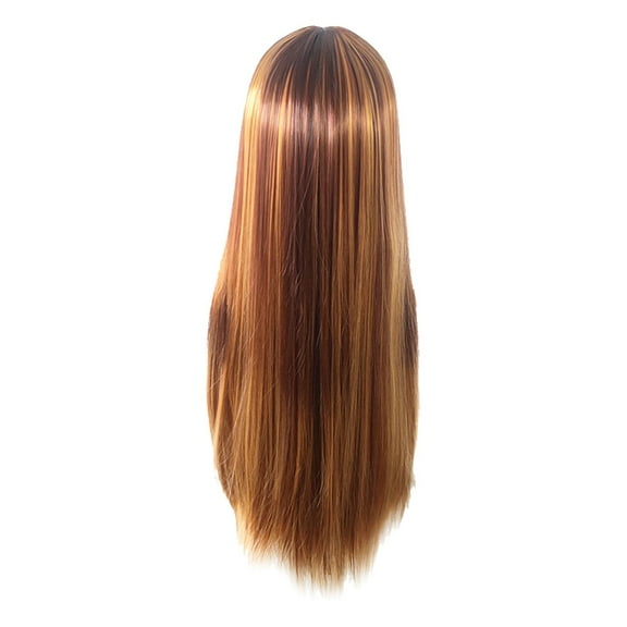 WEIWEIGG Orange Brown Wig for Women, Long Straight Lace Wig with Bangs, No Matted, Full Density, Heat Resistant Wig, Easy Clean for Daily Party