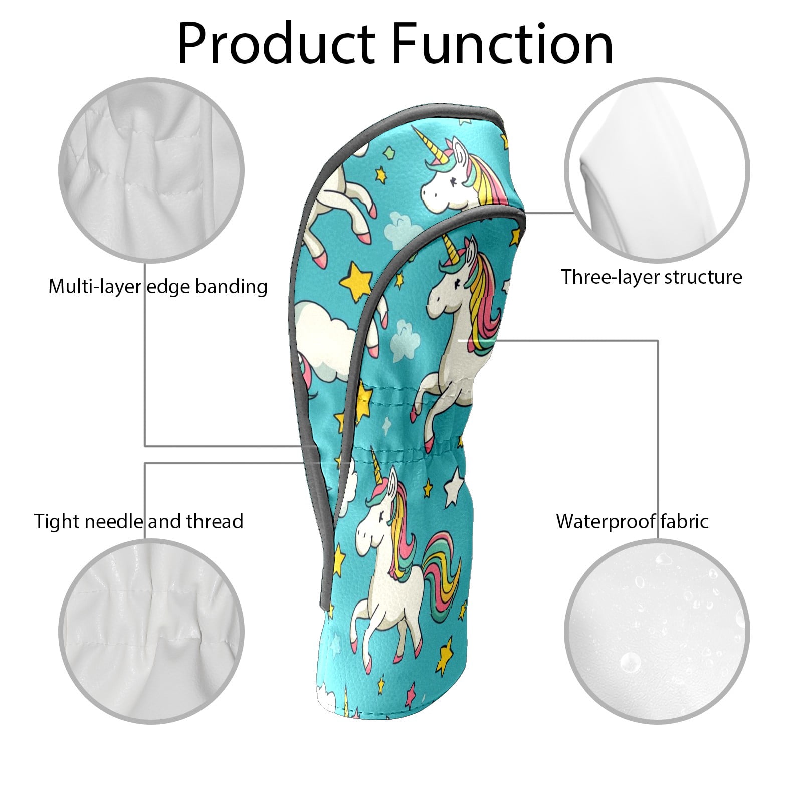 Golf Head Covers Beautiful Horse Design for Driver, Wood & Hybrid, Premium Waterproof PU Leather with Plush Lining, Elegant Animal Golf Gifts