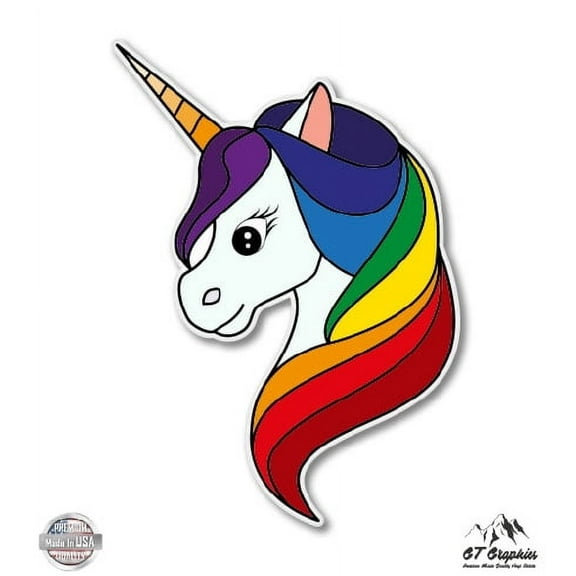 Unicorn Cute Rainbow - 3" Vinyl Sticker - For Car Laptop I-Pad Phone Helmet Hard Hat - Waterproof Decal