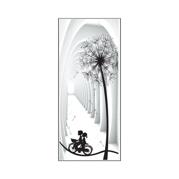 Kearding 2 piezas sala de estar impermeable a prueba de aceite a prueba de humedad puerta pegatina hogar puertas calcomanías PVC autoadhesivo 3D Decoración del hogar Kearding HA071384-01