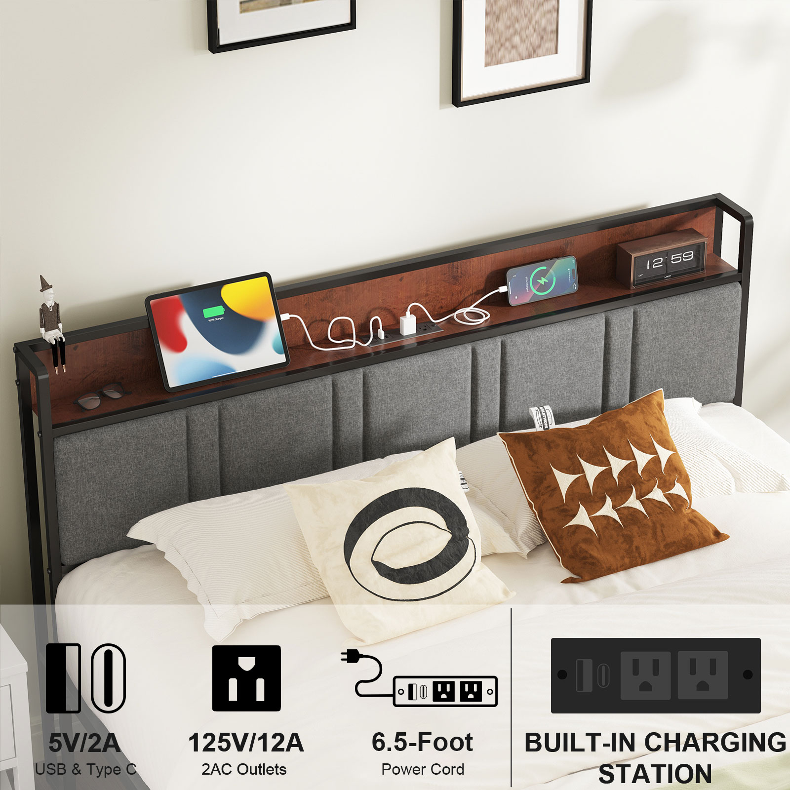 Nisien Queen Platform Bed With Storage Headboard photo 5