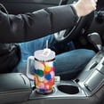 thumbnail image 4 of Yayeee 40oz Stainless Steel Tumbler with Straw and Handle Double-Wall Insulated Travel Water Bottle, White Colorful Circles, 4 of 8