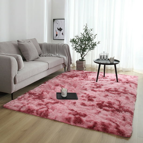 Modern Soft Fluffy Floor Rug Ultra, Dark Red Fluffy Rug