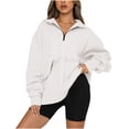 thumbnail image 2 of Pntutb Mujer Moda Casual Cremallera Sólida Turn-Down Collar Manga Larga Sudadera tops Blusa con Bolsillo Pntutb Pntutb-495, 2 of 7