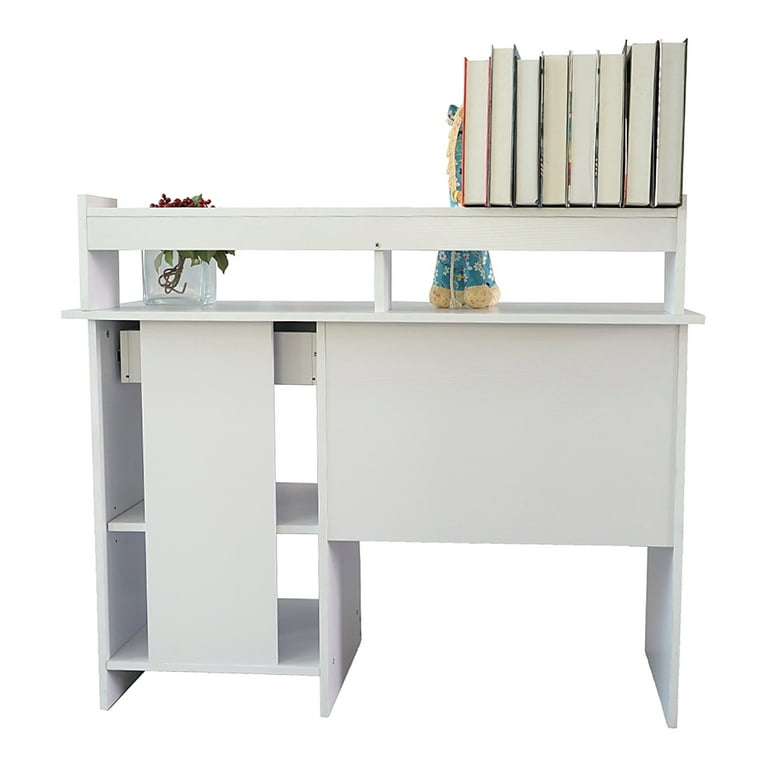 Zimtown Computer Desk Office Laptop PC Table Home Office Workstation Drawer  Shelf White