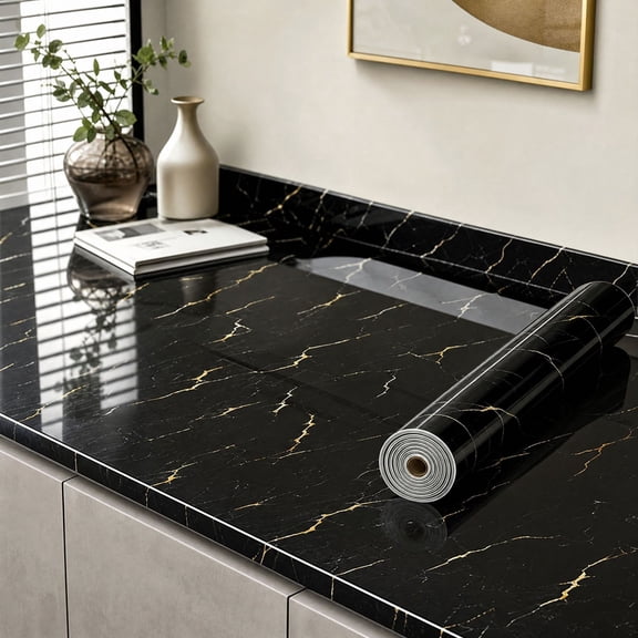 Glossy Marble Contact Paper for Countertops Marble Wallpaper Peel and Stick Countertops Waterproof Countertop Contact Paper for Tables Cabinets Kitchen Walls Desk
