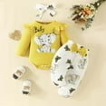 thumbnail image 2 of RTKFRFLM Christmas Girls Outfits Sets Winter Baby Long Sleeve Ribbed Elephant Print Romper Pants Headb Outfit Soft Playwear Casual Wear Clothing Sets,Size 9-12 Months, 2 of 4