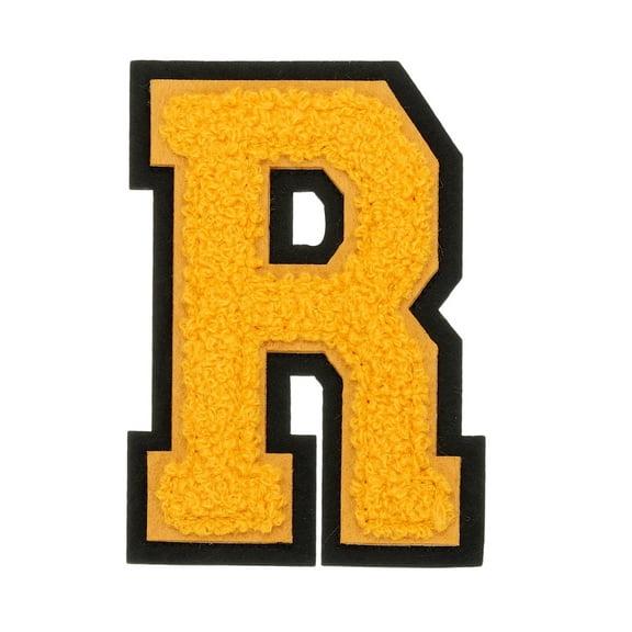 4" Chenille Letter Patches,Yellow Chenille Initial A-Z Patches (Letter R)
