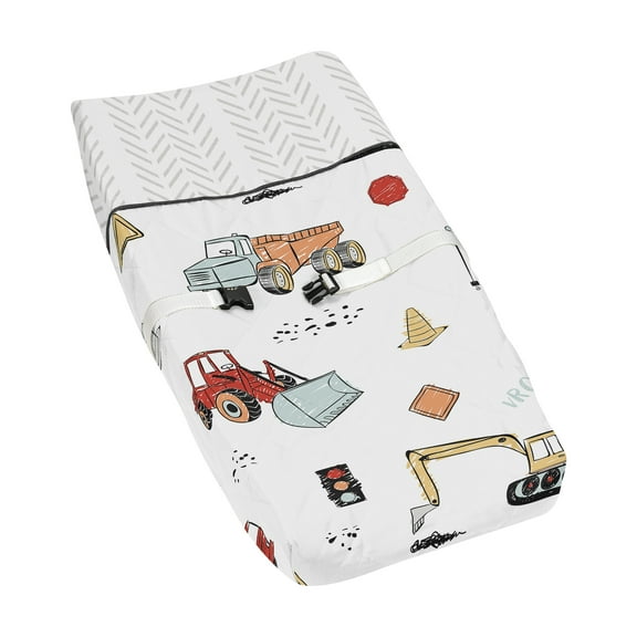 Sweet Jojo Designs Construction Truck Red Blue and Grey Changing Pad Cover