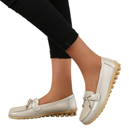 

Vedolay Business Loafers For Women Women s Comfort Loafers Wide Fit Breathable Non-Slip Platform Flat Shoes Gold 8