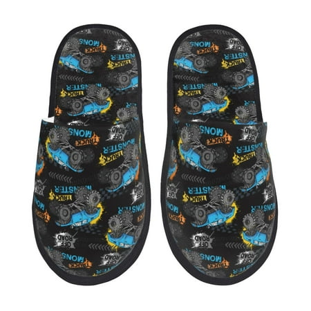 Balery Cool Off-Road Vehicle Slient Indoor Furry Fleece Comfort House Shoes Soft Non-Slip Home Shoes Cotton slippers House Slippers-- Medium