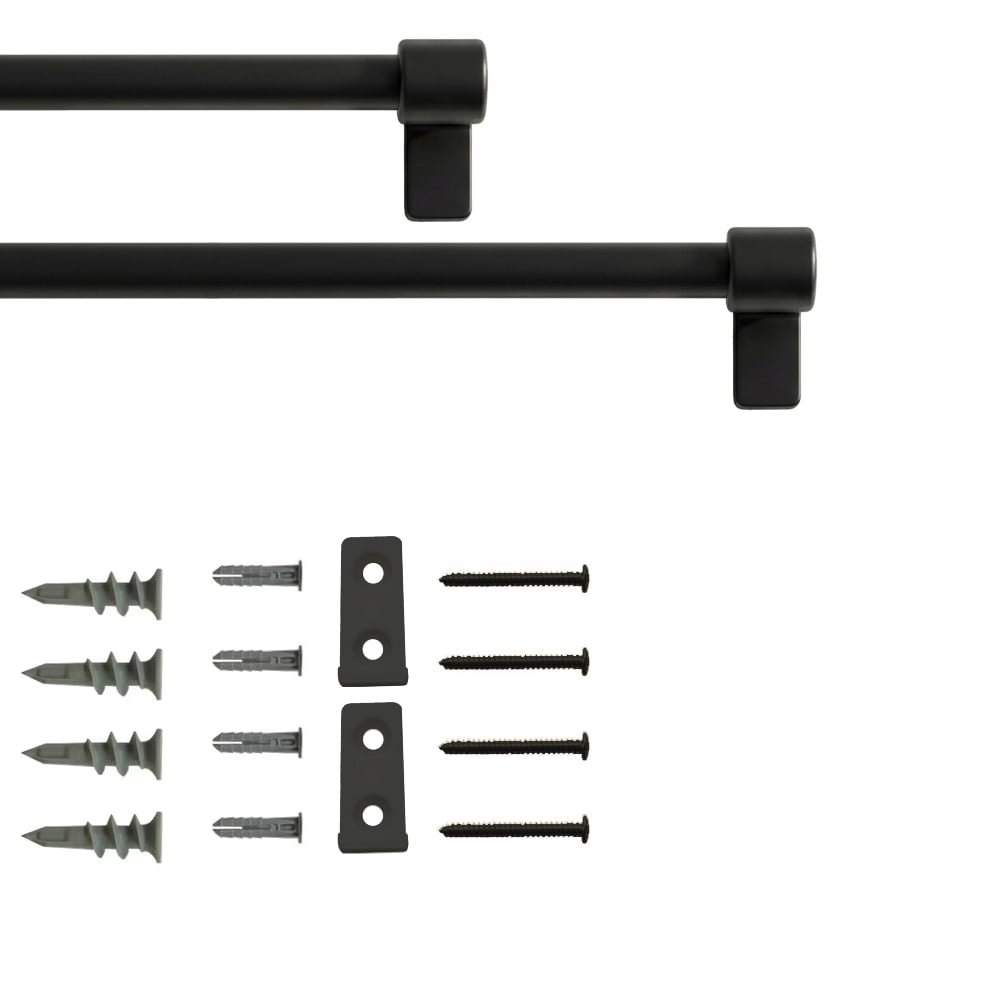 Mainstays 1/2" Matte Black Minimal Curtain Rod, 28"-48"