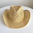 thumbnail image 4 of RUINIXCW Straw Cowboy Hats for Women Woven Cowgirl Hat with Shapeable Brim Unisex Hollow Out Woven Roll Up Summer Beach Sun Hat, 4 of 8