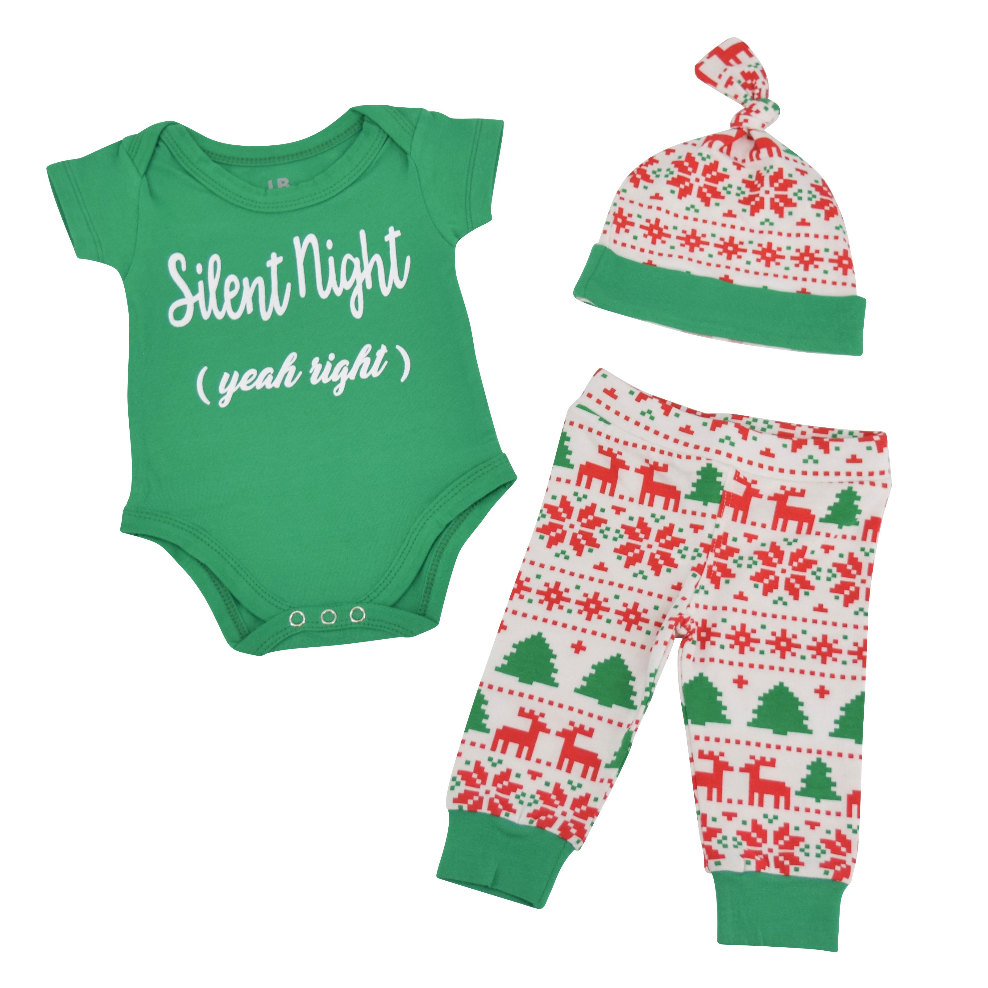 Unique Baby Boys Christmas Mistletoe Layette Onesie Set with Cap