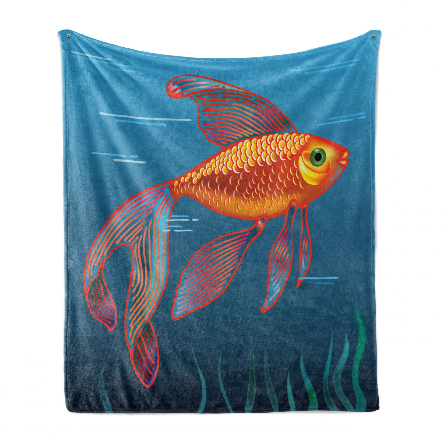 Scepticisme Krachtig Opstand Goldfish Soft Flannel Fleece Throw Blanket, Aquarium Illustration of Golden  Fish on Sea Water Background, Cozy Plush for Indoor and Outdoor Use, 70" x  90", Vermilion Orange, by Ambesonne - Walmart.com