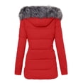 thumbnail image 4 of Stichou Women's Warm Winter Coat Long Parka Fleece Heavyweight Lined Waterproof Puffer Jacket With Faux Fur Hood Red XL, 4 of 4