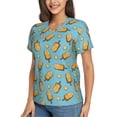 thumbnail image 2 of Xecao Lemon Ice Cream for Women's V-Neck T-Shirts-Elegant Half-Sleeve Tops Perfect for Summer-Small, 2 of 5