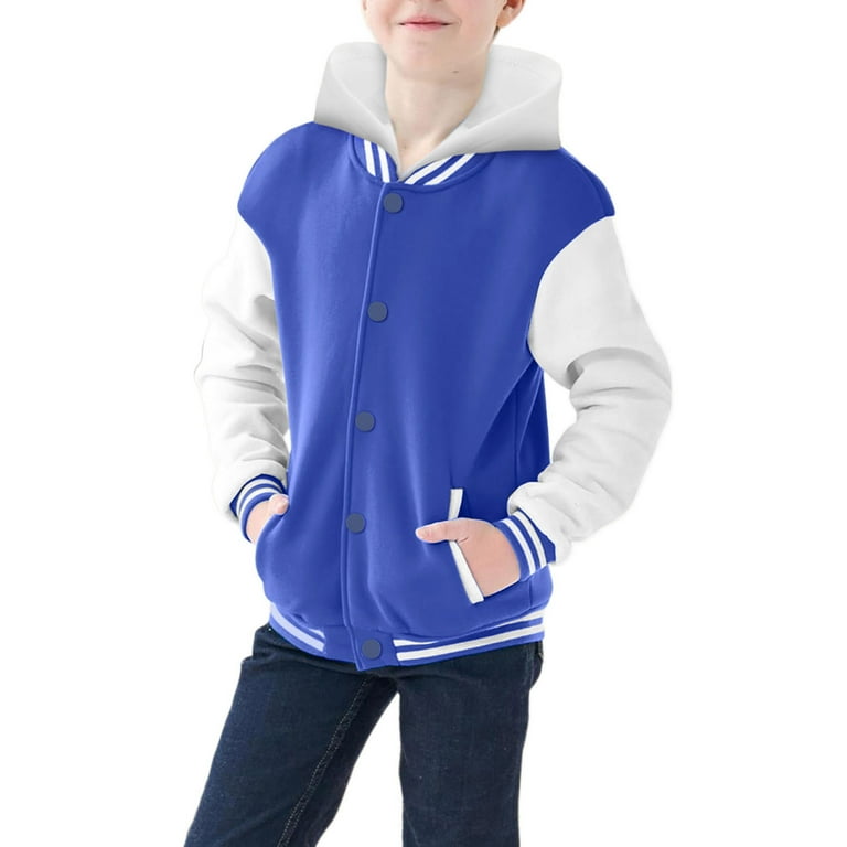 SGMVNU Boys Baseball Jacket Fashion Outerwear, Button Down Hoodie