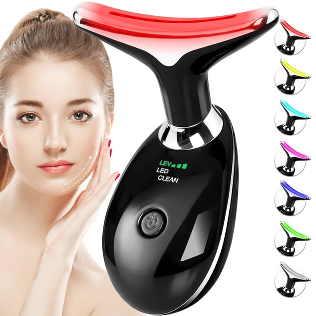 Masajeador de terapia con luz roja para rostro y cuello SDKWDH, negro brillante