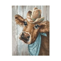 WFSposter Country Cow Pictures Wall Decor Cute Funny Brown Rustic Farmhouse Cattle Animal Canvas Wall Art Bathroom Artwork