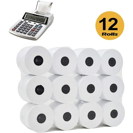 (12 Rolls) 2 1/4 x 150 ft White Adding Machine Tape Paper Rolls Premium One Ply Register / Adding