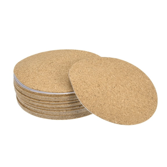 Uxcell 80mm(3.15") Round Coasters 1mm Thick Cork Cup Mat Self-Adhesive Pad 24 Pack