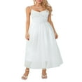 thumbnail image 2 of Robe de Bal Patchwork en Tulle Sans Manches Col en V Blanche d'Été pour Femmes, 2 of 9