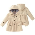 thumbnail image 4 of WOLLED Baby Girl's Hooded Trench Coat Spring Lightweight Trench Coat Outerwear Single Breasted Trench Coat Dress Outerwear, 4 of 8