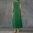 thumbnail image 3 of Kukoosong Women's Spring Summer Sundress Sleeveless V-Neck Tea-Length with Side Slit Casual Solid Color Dresses, 3 of 7