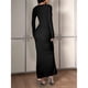 thumbnail image 5 of Vestido Informal de Larga para Mujer, con Escote Cuadrado, Suave, Ajustado, para y Otoño. Negro M, 5 of 8