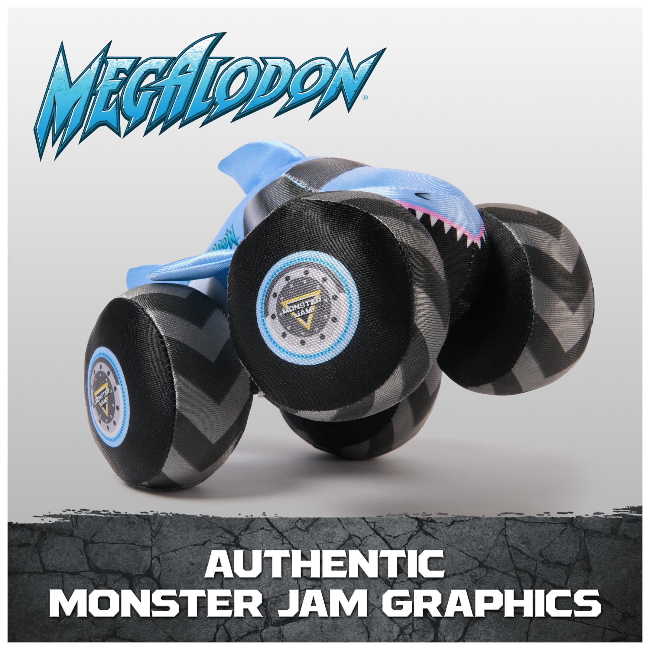 Monster Jam Megalodon Plush Truck with Sound Effects, Plush Toy for Ages 3 and Up, 7”