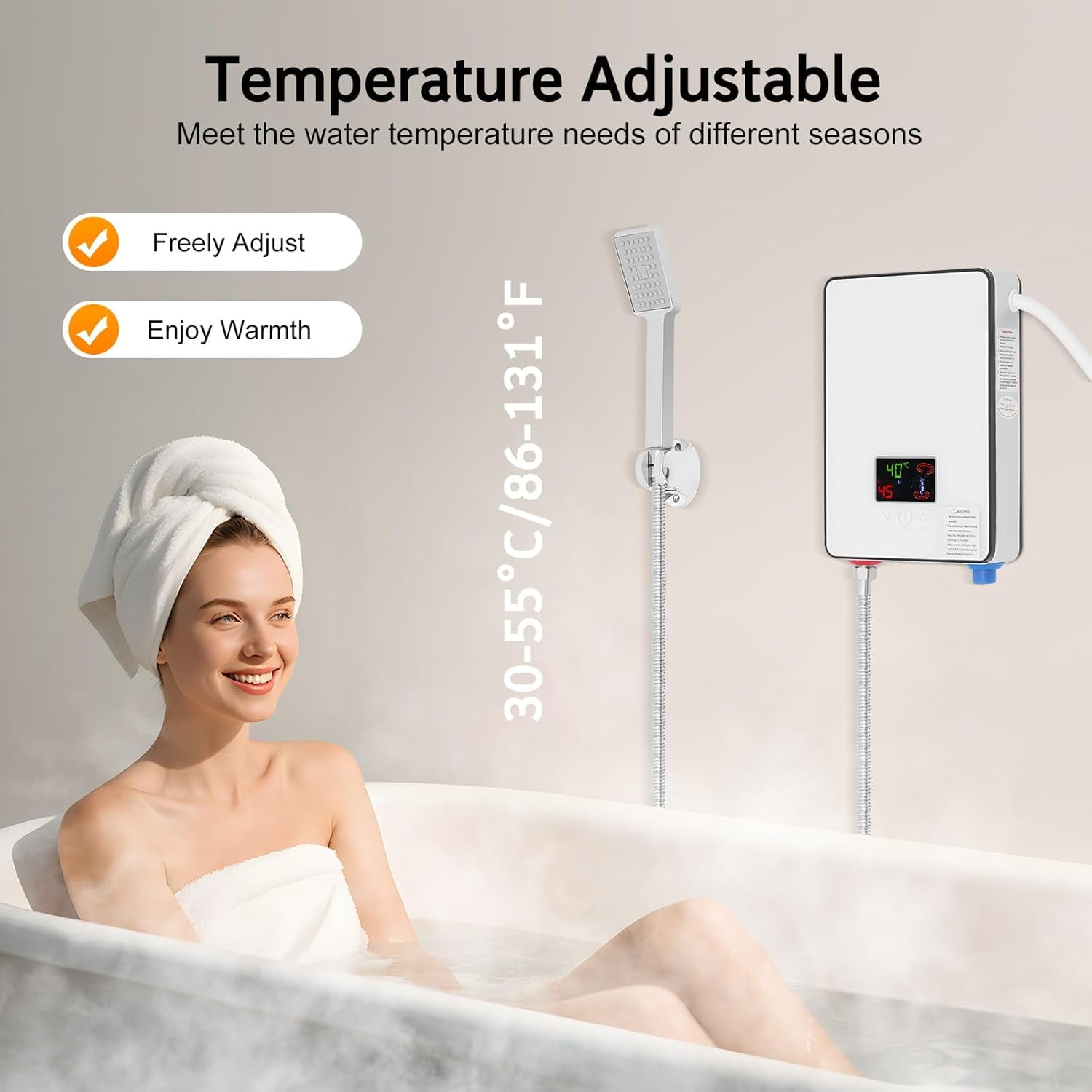 Electric Tankless Water Heater & Instant Hot Water Heater for Home Bathroom Kitchen RV Warehouse Use