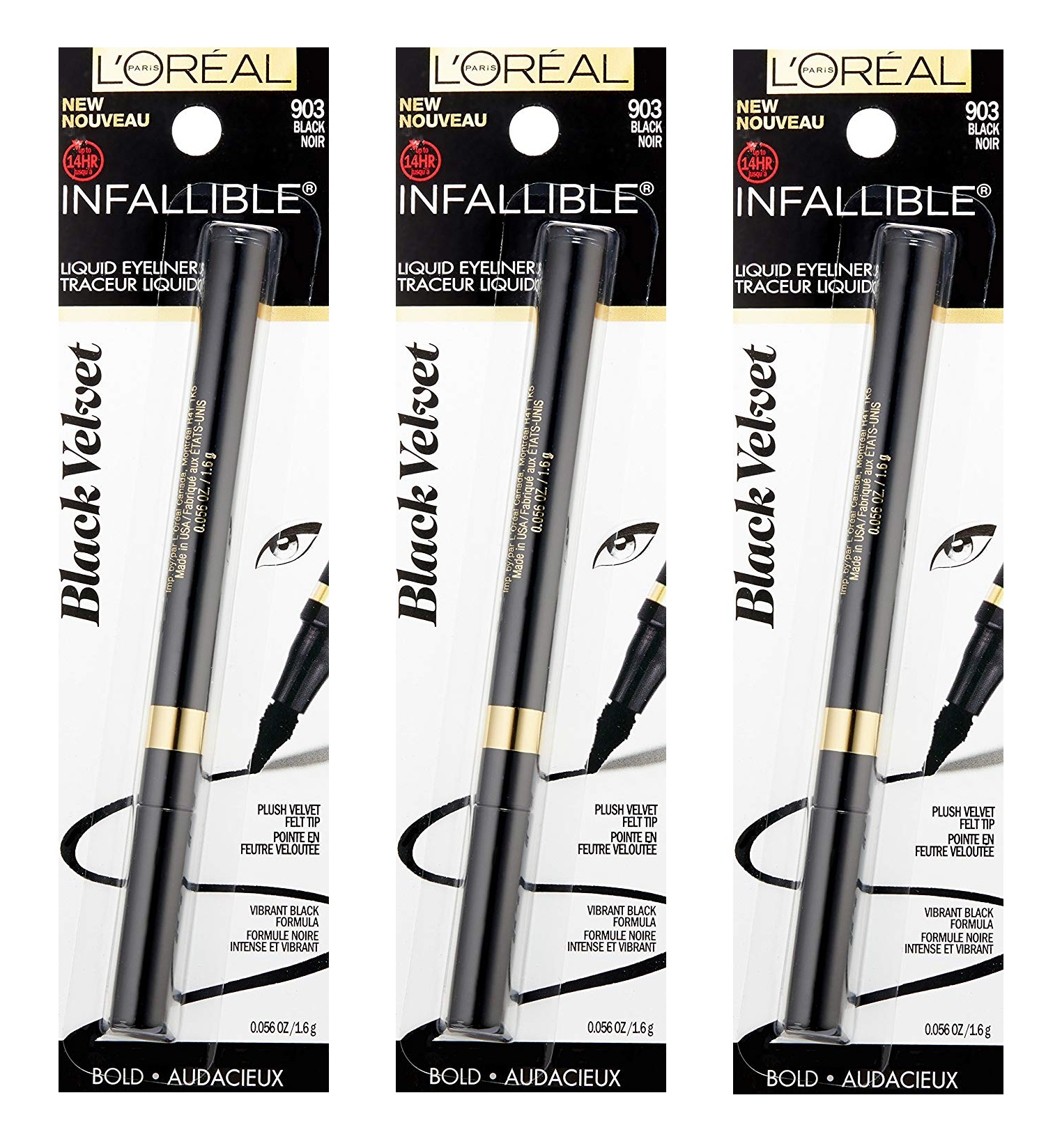 L'Oreal Infallible Bold Liquid Eyeliner Black Velvet 903 Black (Pack
