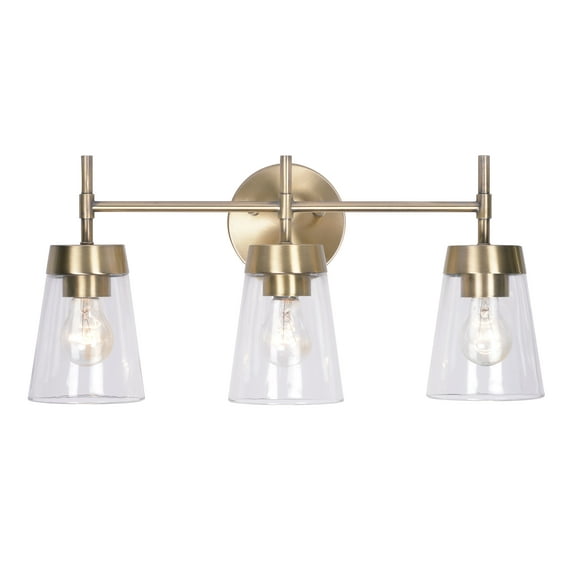 Kenroy Home Delgado 21'' Vanity Light 3-Light Wall Light Fixture Transitional Table Light Fixture for Bathroom, Hallway, or Office, Antique Brass