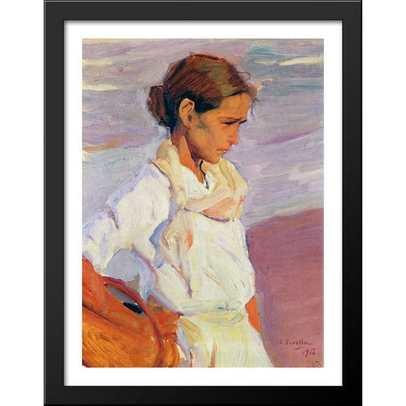 Fisherwoman from Valencia 28x36 Large Black Wood Framed Print Art by Joaquin Sorolla