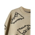 thumbnail image 3 of Faithtur Adults Knitwear, Cartoon Dinosaur Print Round Neck Long Sleeve Tops, 3 of 5