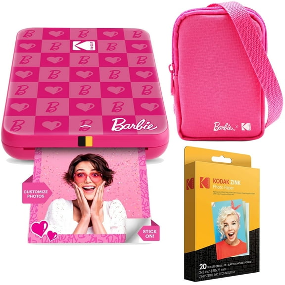 Kodak X Barbie Step Slim Wireless Photo Printer with ZINK Zero Ink, Bluetooth, 2x3 Prints